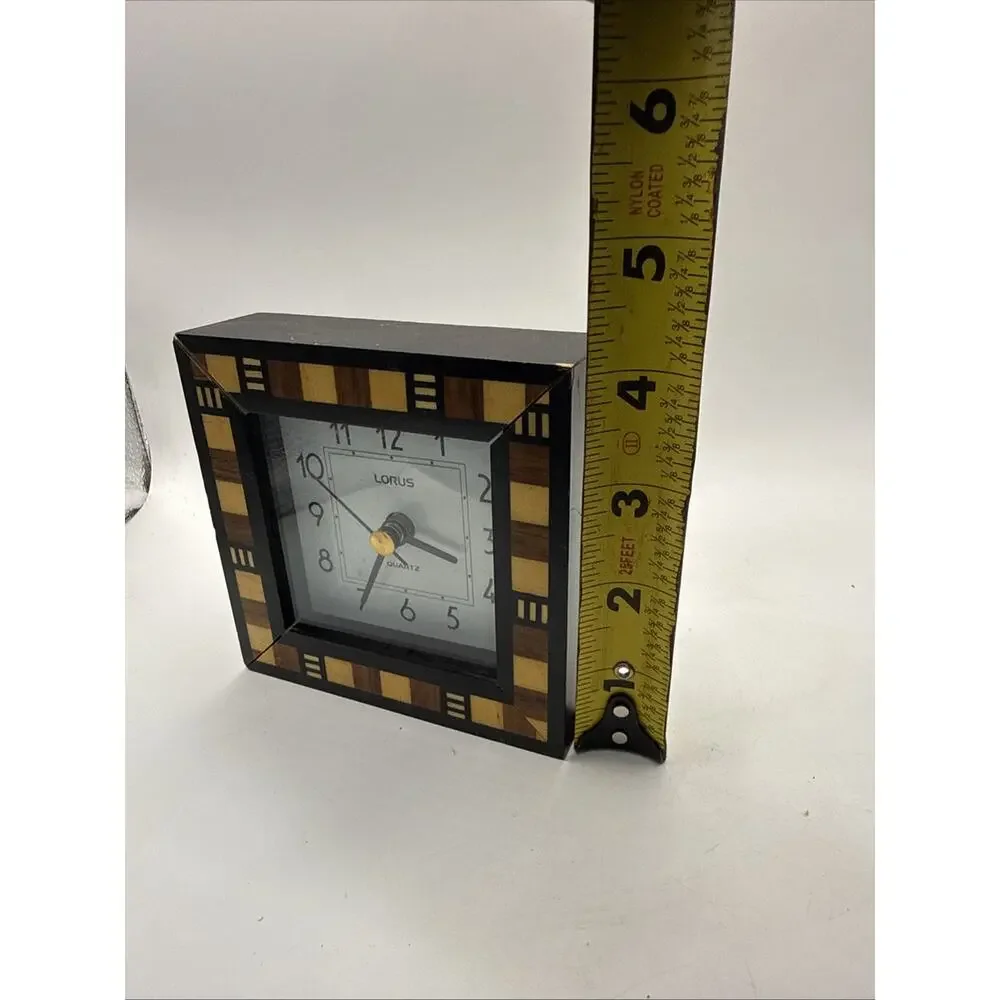 Vintage Lorus Quartz Wall Clock LHG001BCC Wood Look Square Decor Working *